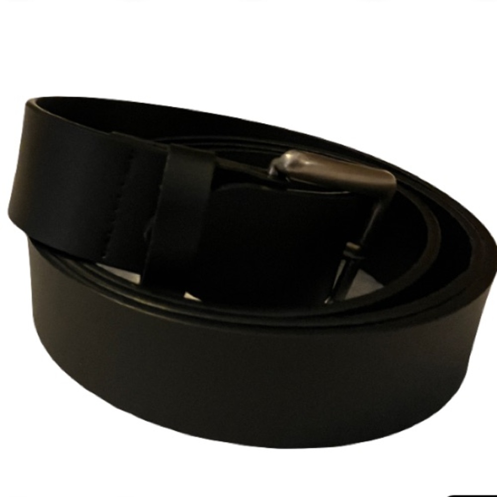 King Size Men’s Black Casual Leather Belt - size 53-58, Nickel buckle
